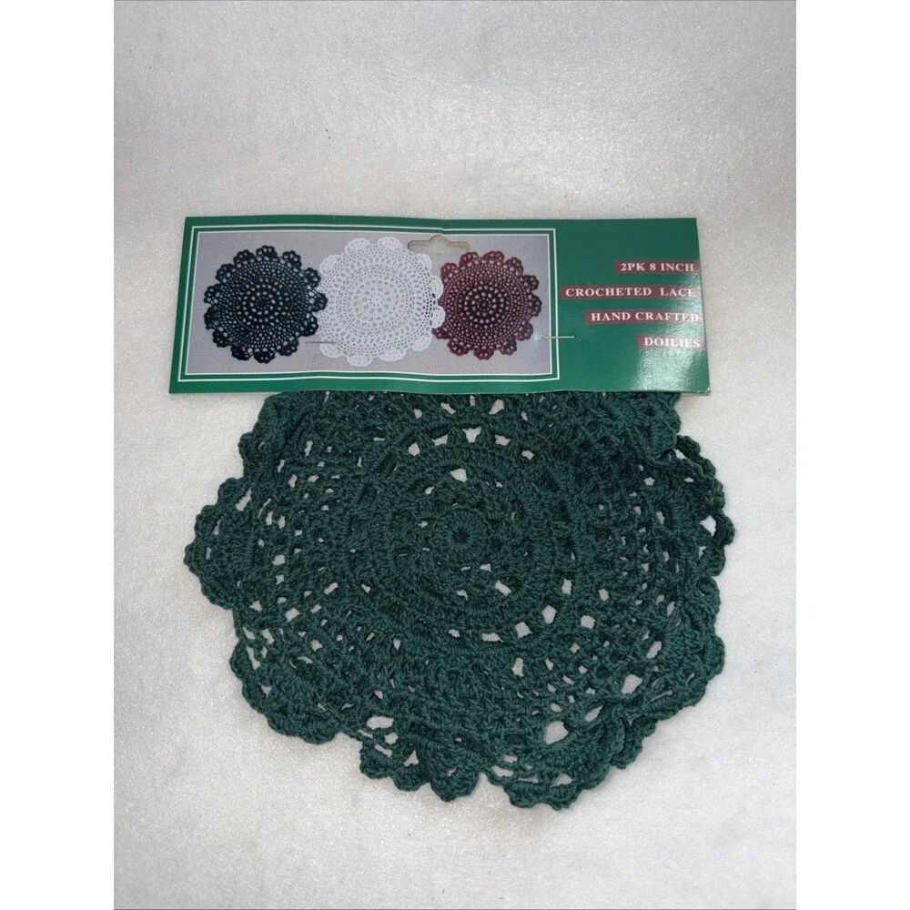 Green 8 Inch Medallion Doilies Pack Of Two